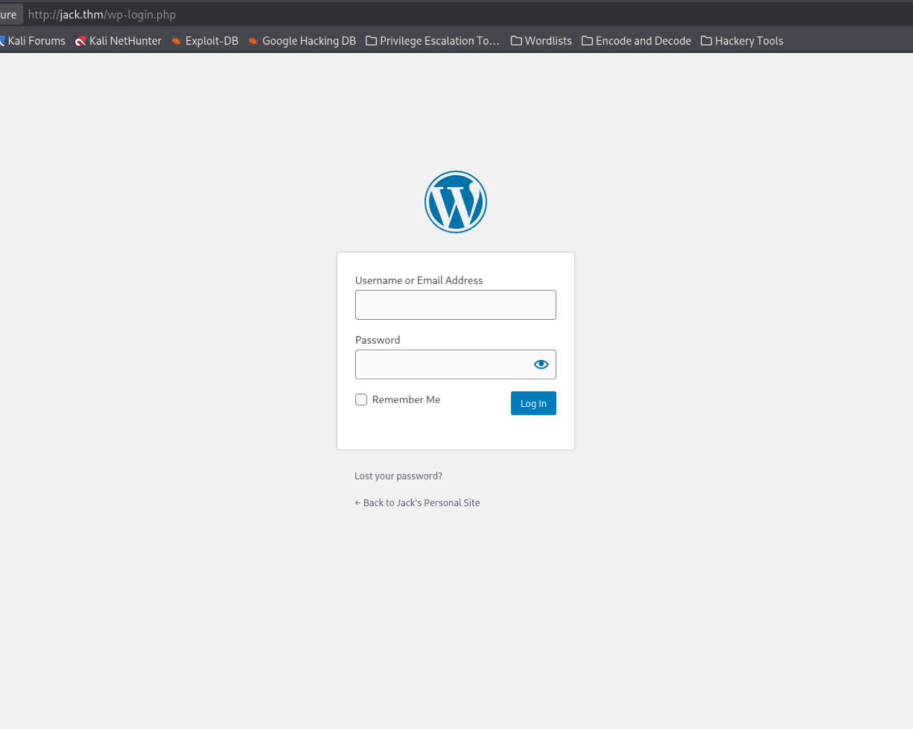 WordPress admin login as Wendy